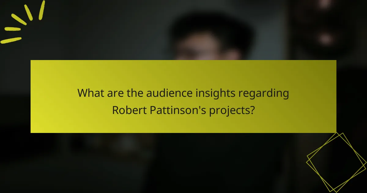 What are the audience insights regarding Robert Pattinson's projects?